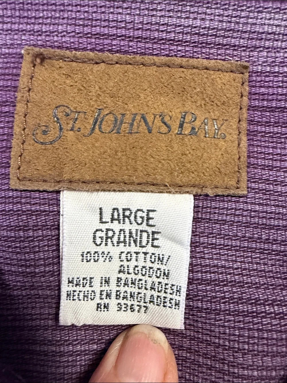 St. John's Bay ribbed texture utility jean jacket in a plum shade. Size L NWT